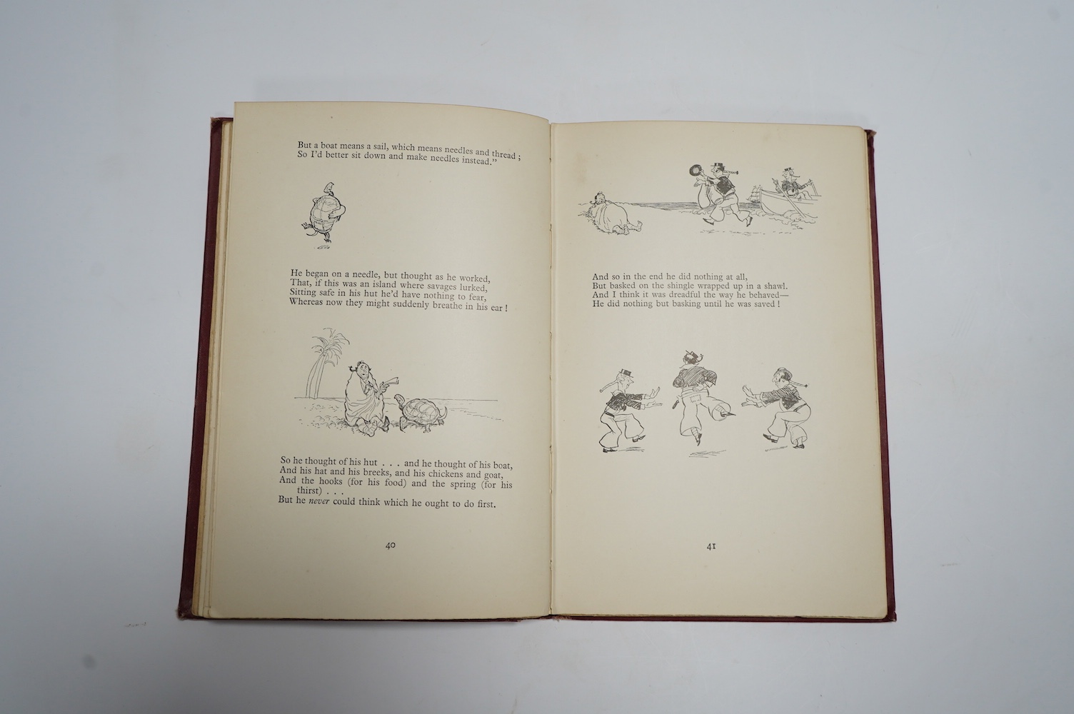 Milne, A.A. - Now We Are Six. with decorations by Ernest H. Shepard. First Edition title and other illus. throughout, and on e/ps.; publisher's gilt ruled and pictorial red cloth, gilt top, sm.8vo. Methuen, 1927